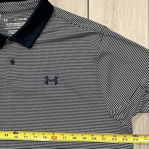 Under Armour The Performance Polo Shirt Mens Black Striped Golf XL - Picture 5 of 7